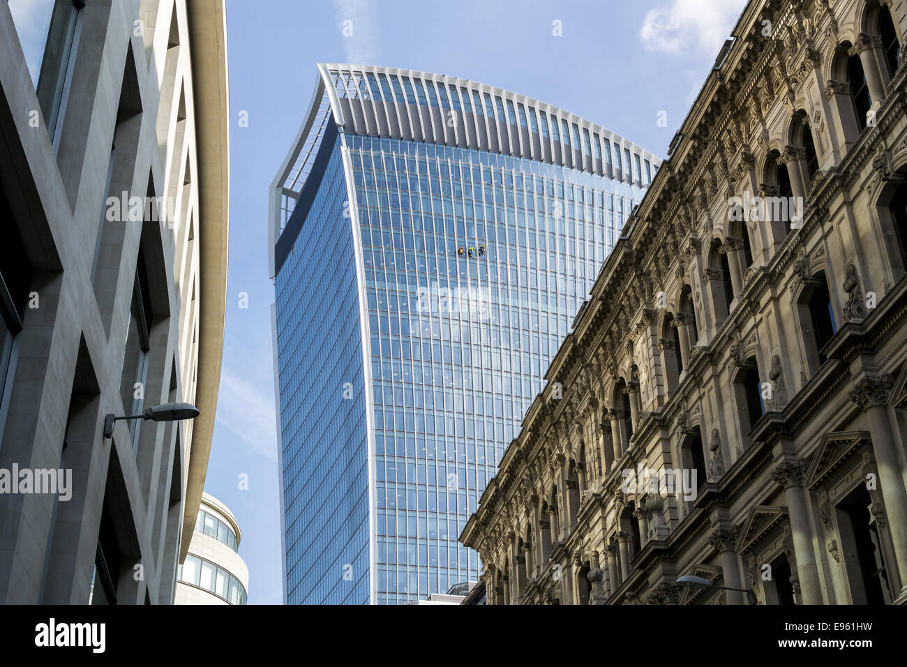 20 Fenchurch Street is an office building in the City of London and is known as the Walkie Talkie, seen here from Lombard Street Stock Photo