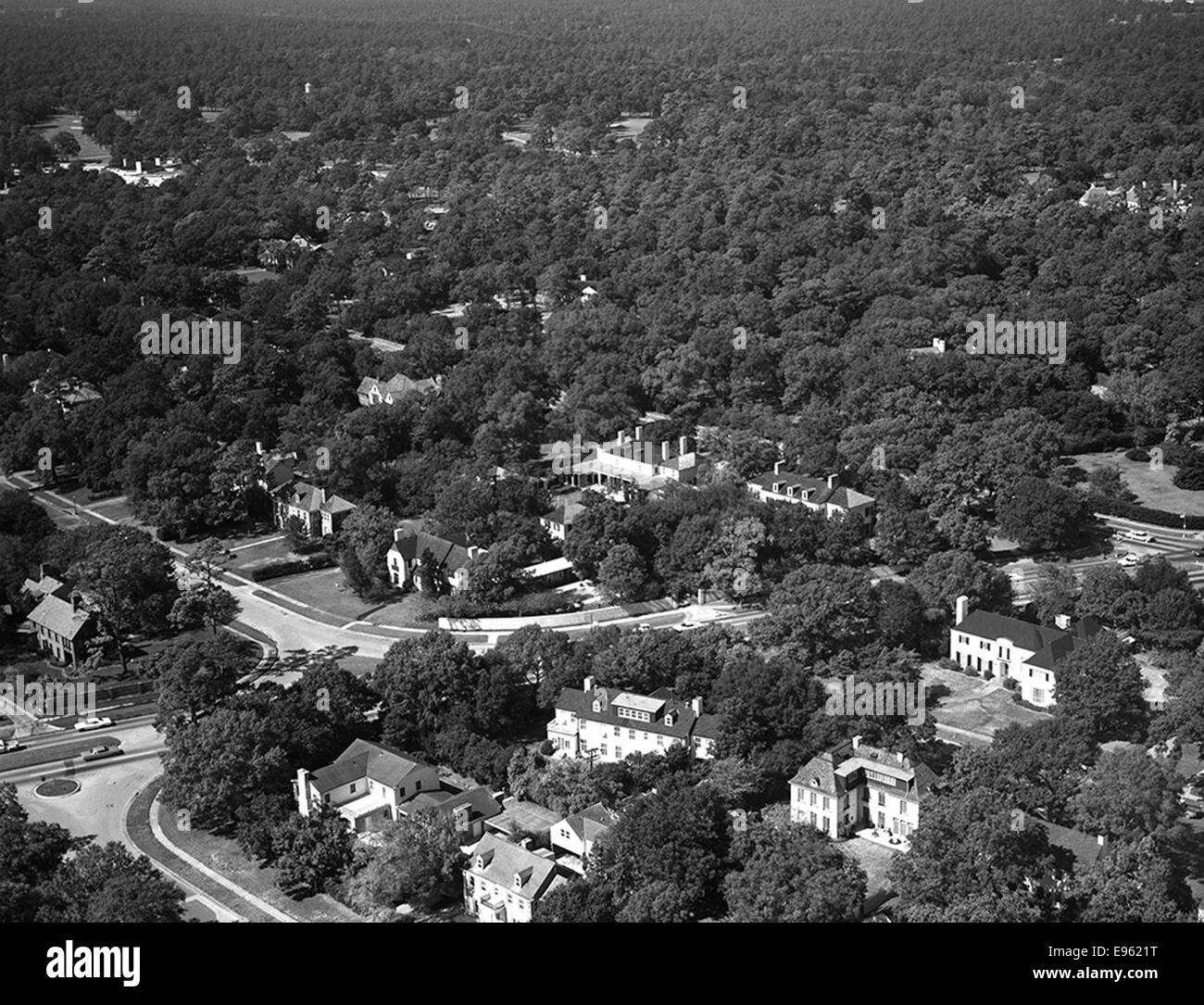[Aerial View, Theodore Newton Law Residence (Center), Houston, Texas] Stock Photo