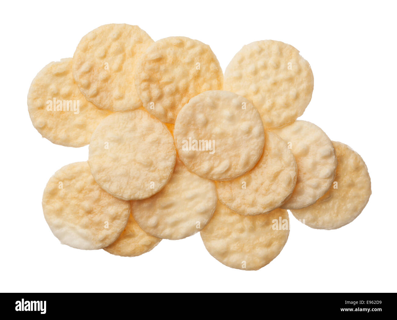 Rice crackers isolated on white background, close up Stock Photo Alamy