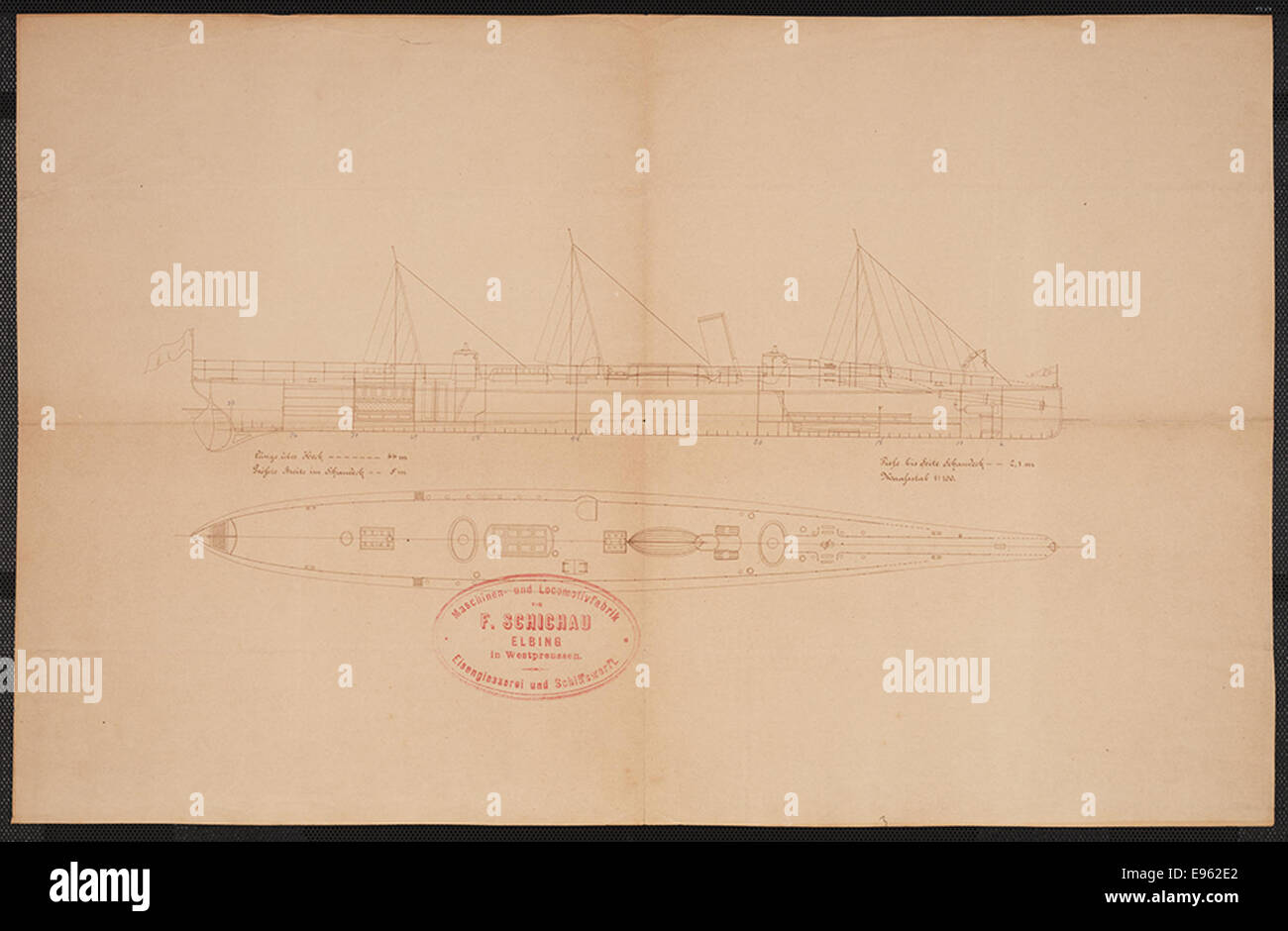 [Plan for a torpedo boat by F. Schichau, Machinen und Locomotiv Fabrik] Stock Photo