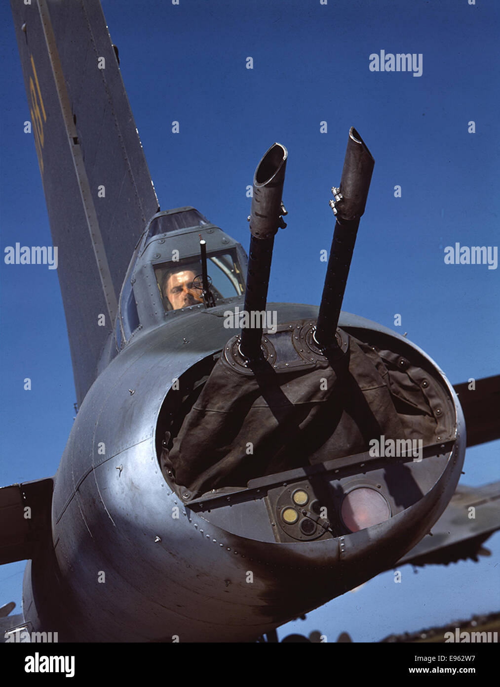 [Tail Gunner in Boeing B-17 Flying Fortress, World War II] Stock Photo