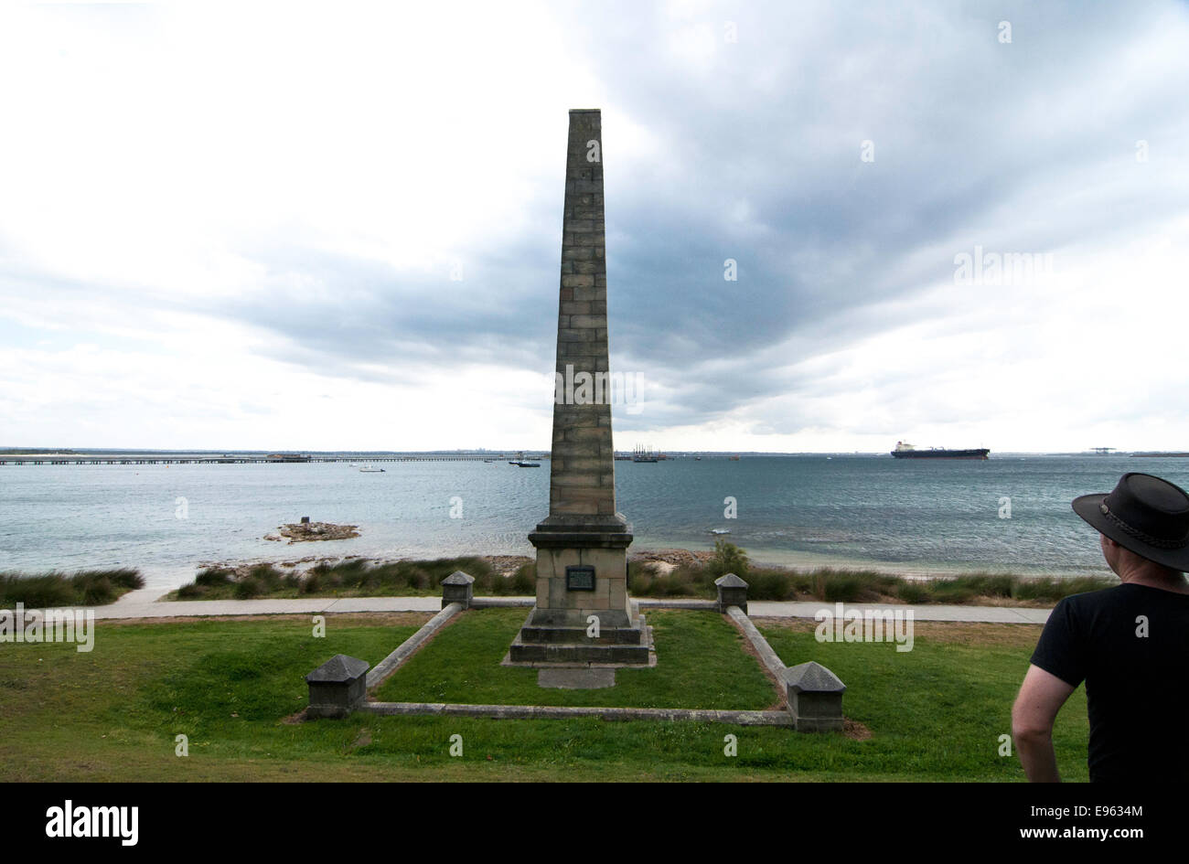 Captain Cook Memorial Obelisk, Botany Bay National Park, Sydney Stock Photo