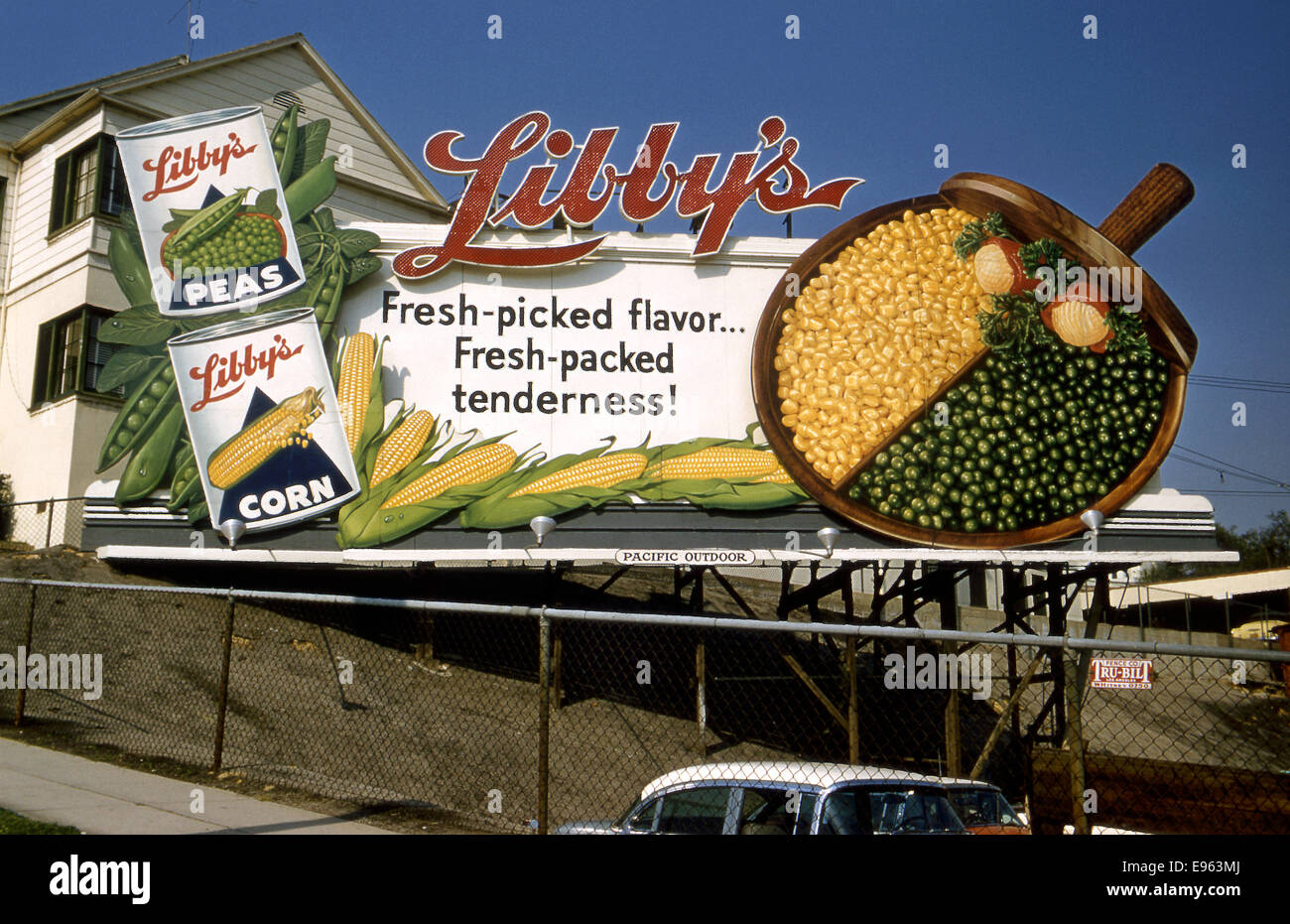Billboard promoting Libby's canned vegetables circa 1950s Stock Photo