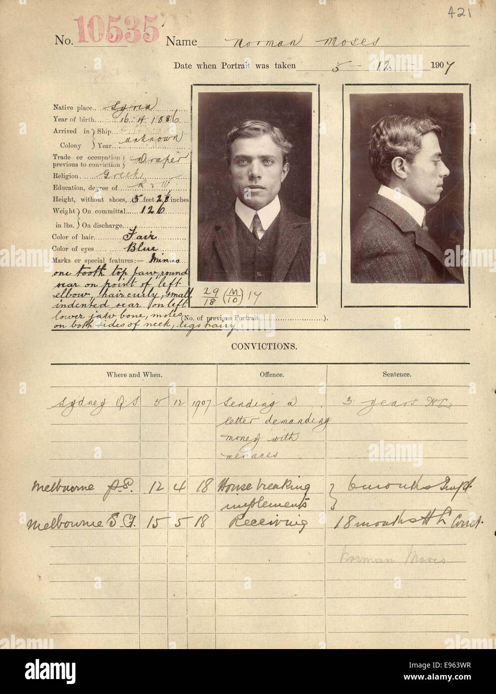 Norman Moses gaol photograph book Darlinghurst gaol Stock Photo