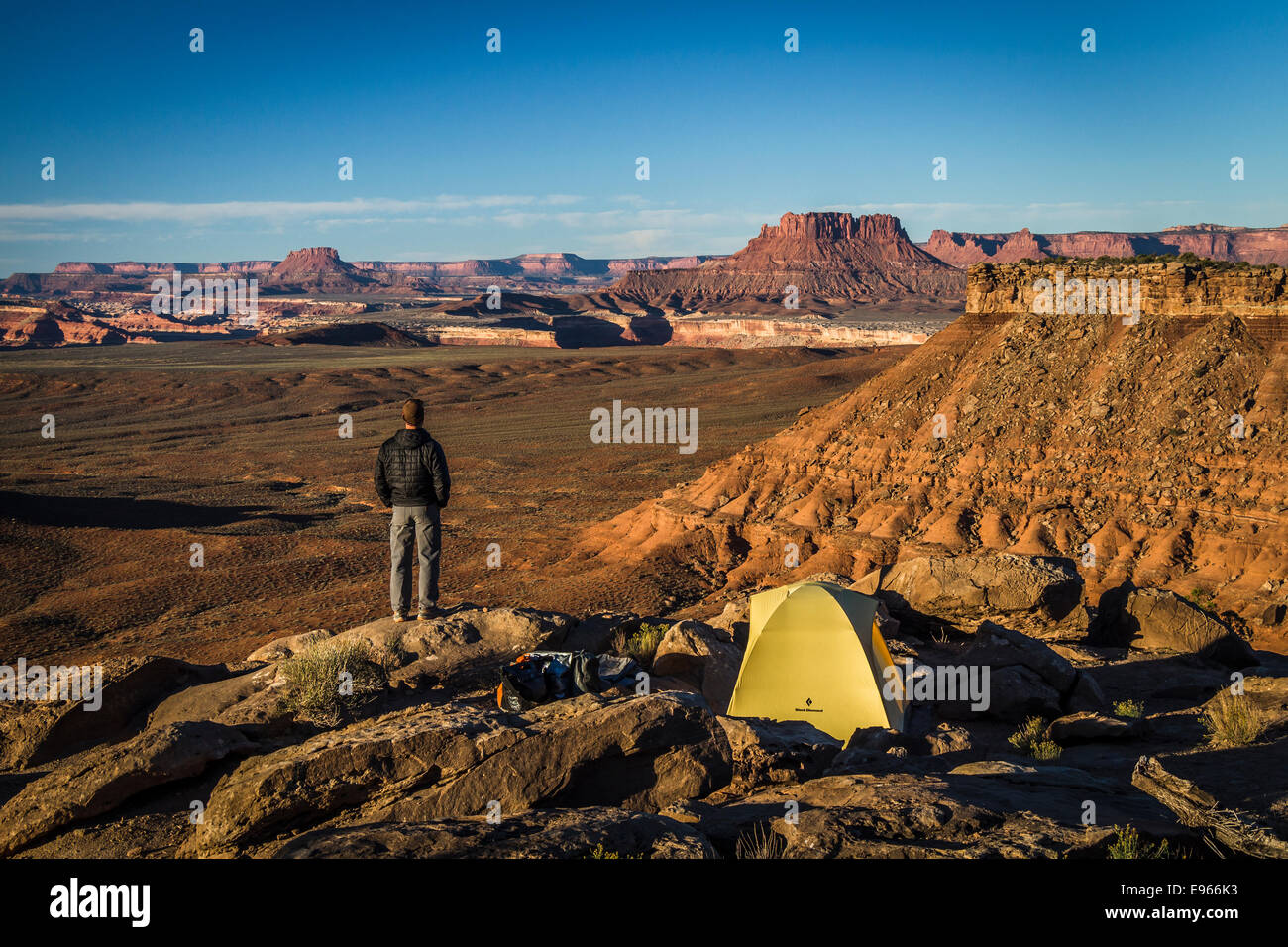 Camp along the White Rim trail, Canyonlands National Park, Moab, Utah. Stock Photo