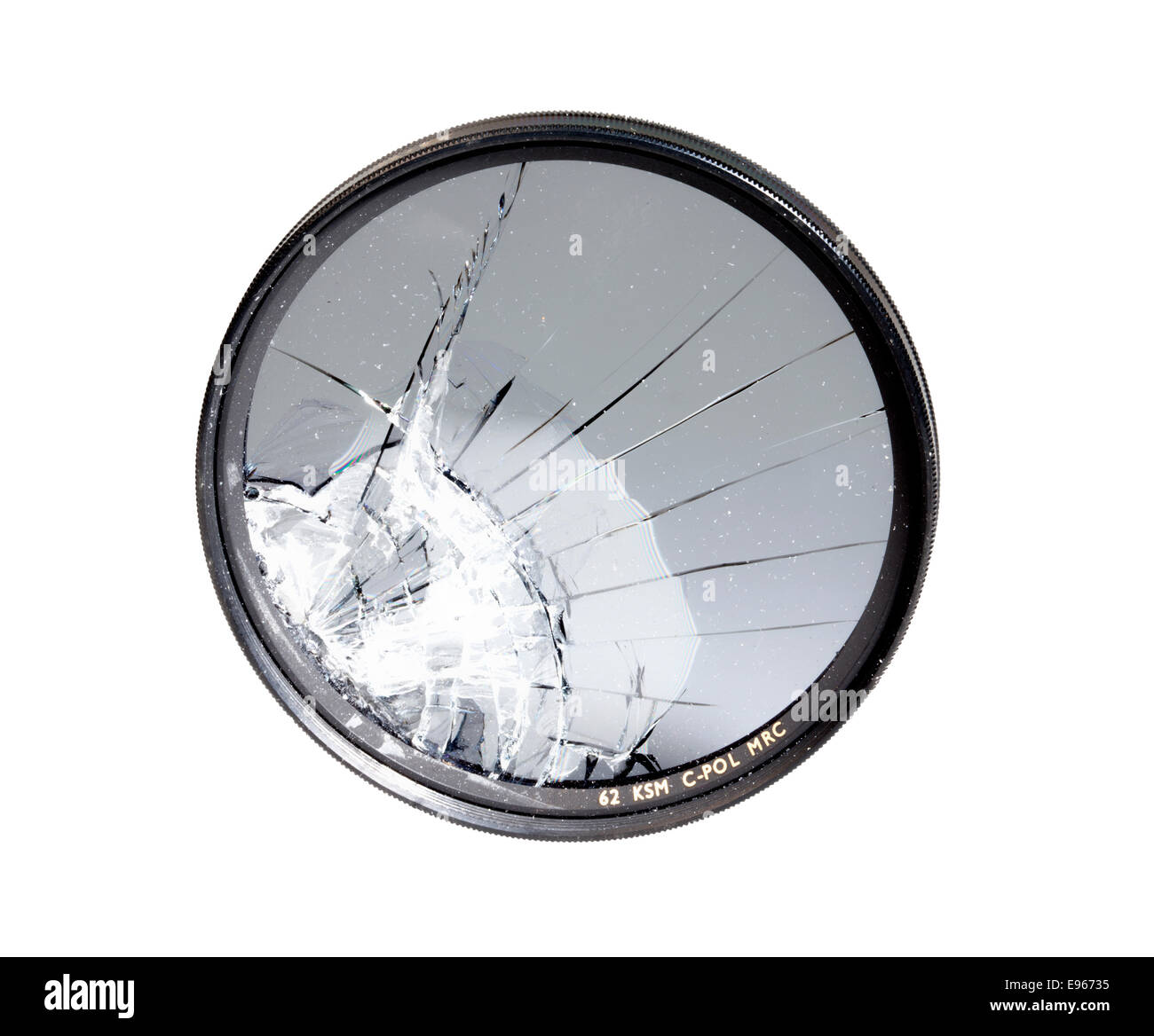 Broken circular polarizing filter in photography Stock Photo