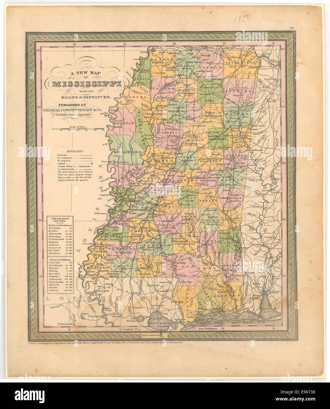 A new map of Mississippi with its roads and distances 14257939659 o