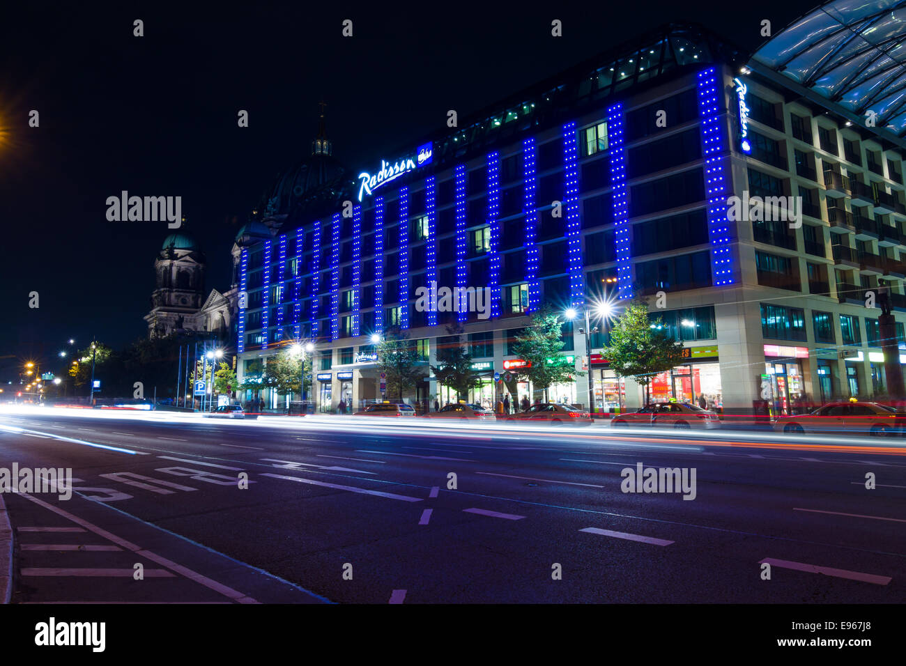 The five-star Radisson Blu hotel in the original illumination. The ...