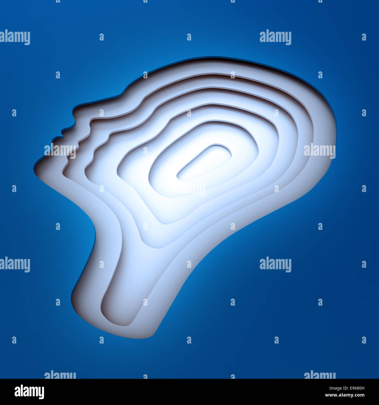Inside a head silhouette - psychology concept Stock Photo