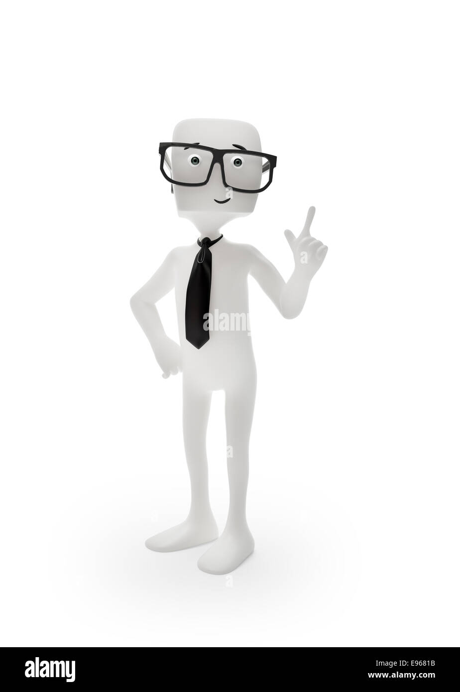 3D character in glasses making a hand gesture Stock Photo