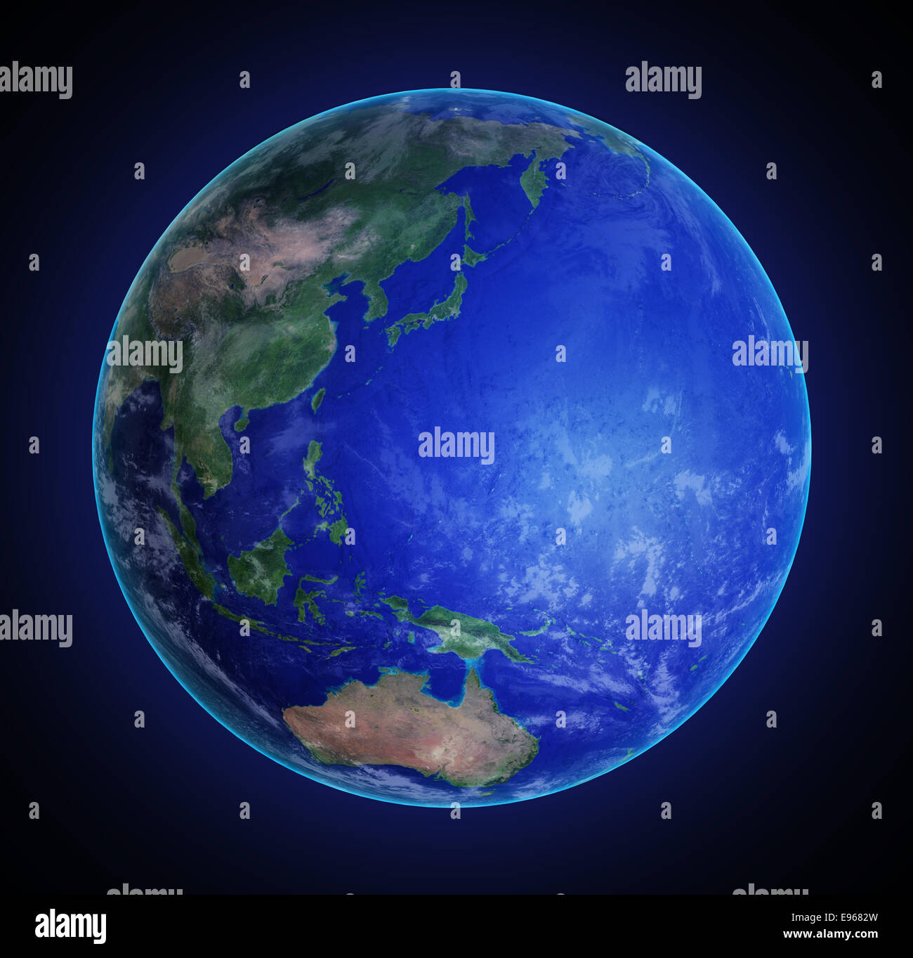 Eastern Asia and the Pacific Ocean seen from space Stock Photo