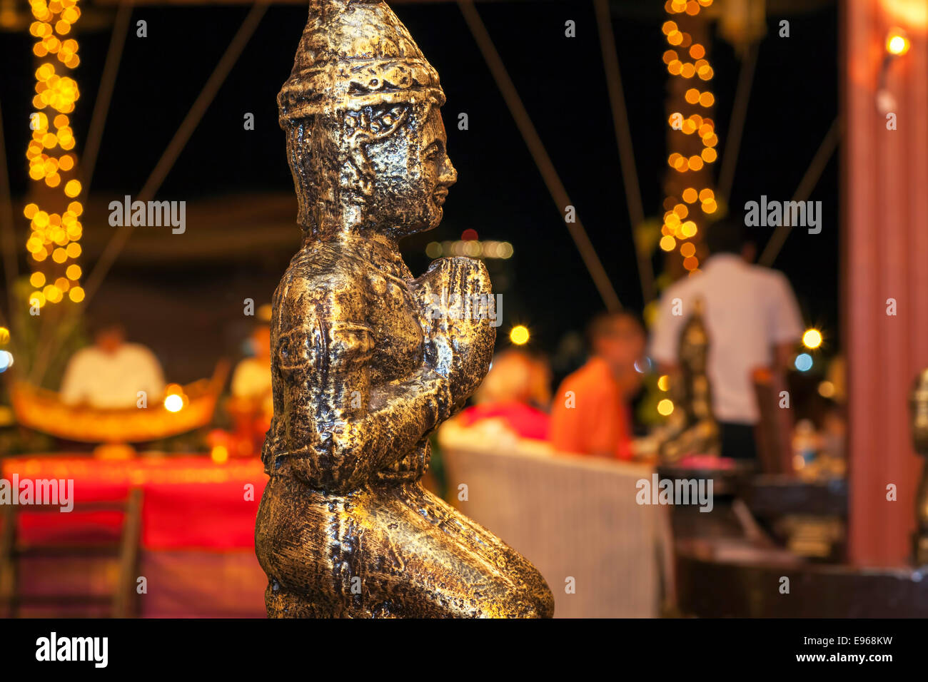 Khmer statue, Titanic restaurant, Phnom Penh, Cambodia Stock Photo