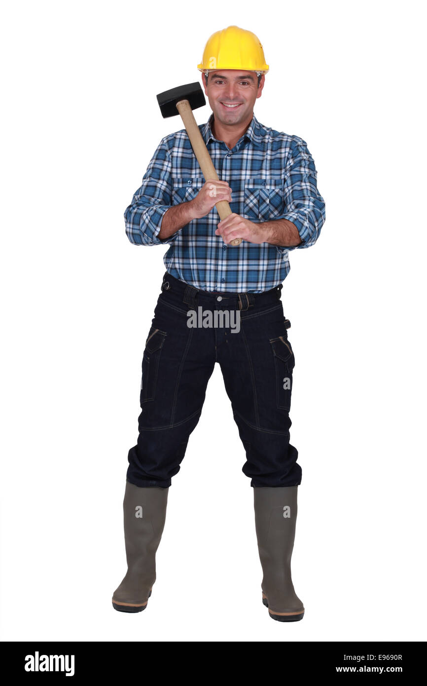 Man with a sledgehammer Stock Photo Alamy