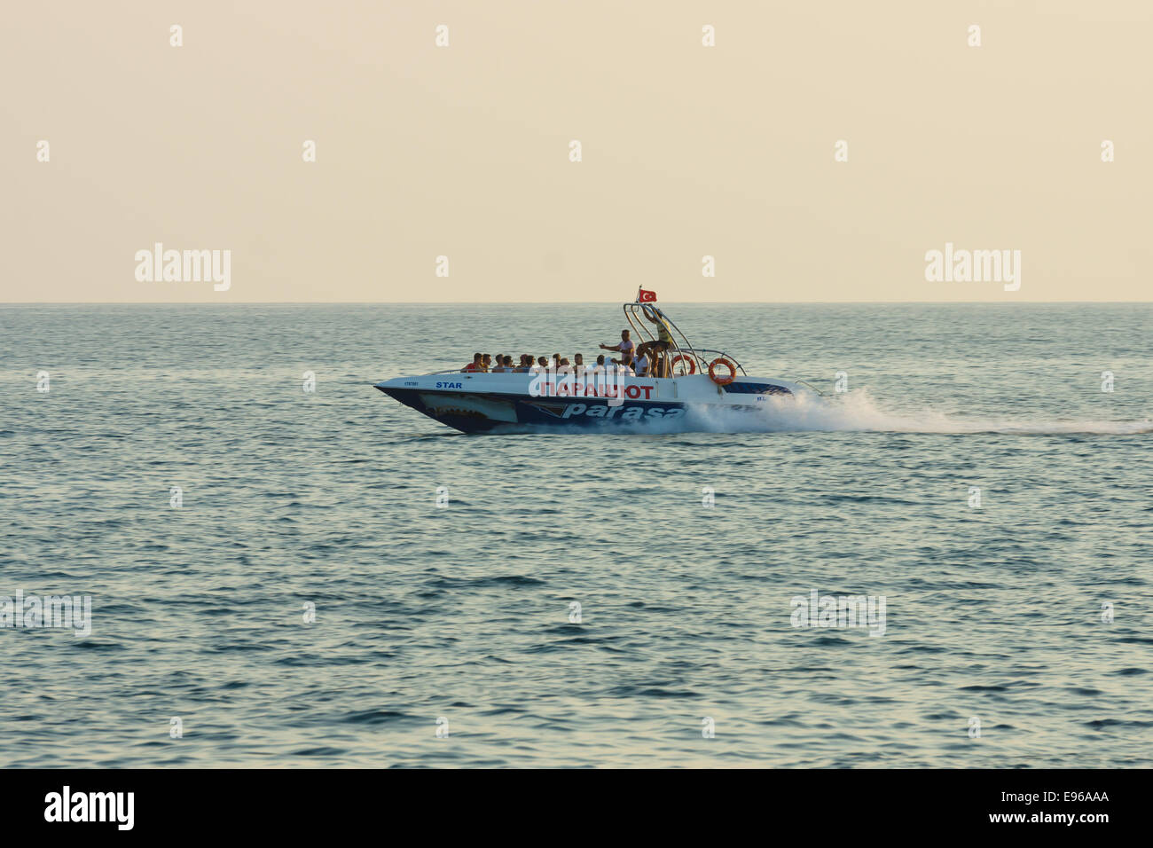 The trip by sea to the high-speed motorboat. Anatolian coast - a ...