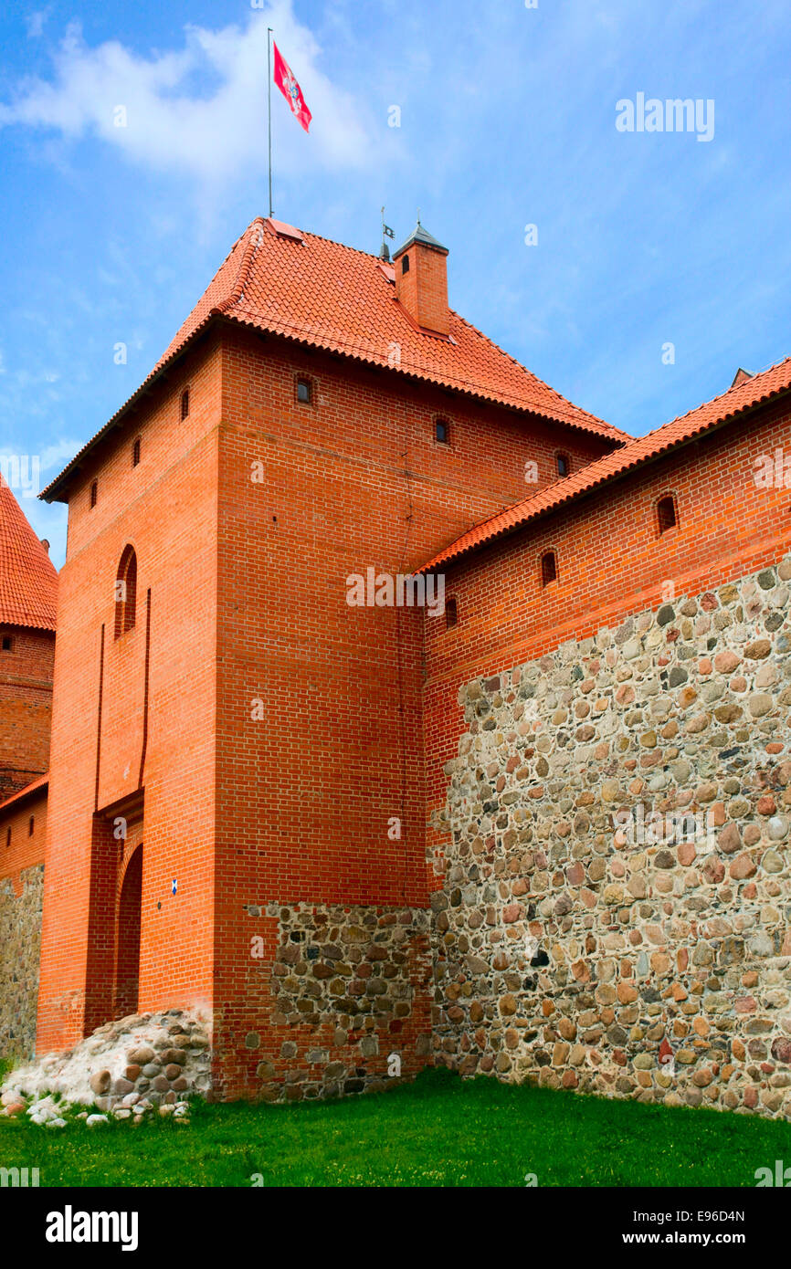 Old medieval castle on lake Galve in Trakai Stock Photo