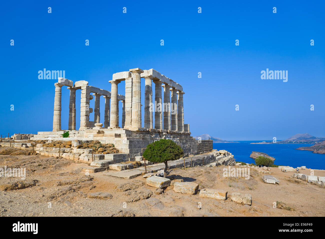 Poseidon Temple at Cape Sounion near Athens, Greece Stock Photo