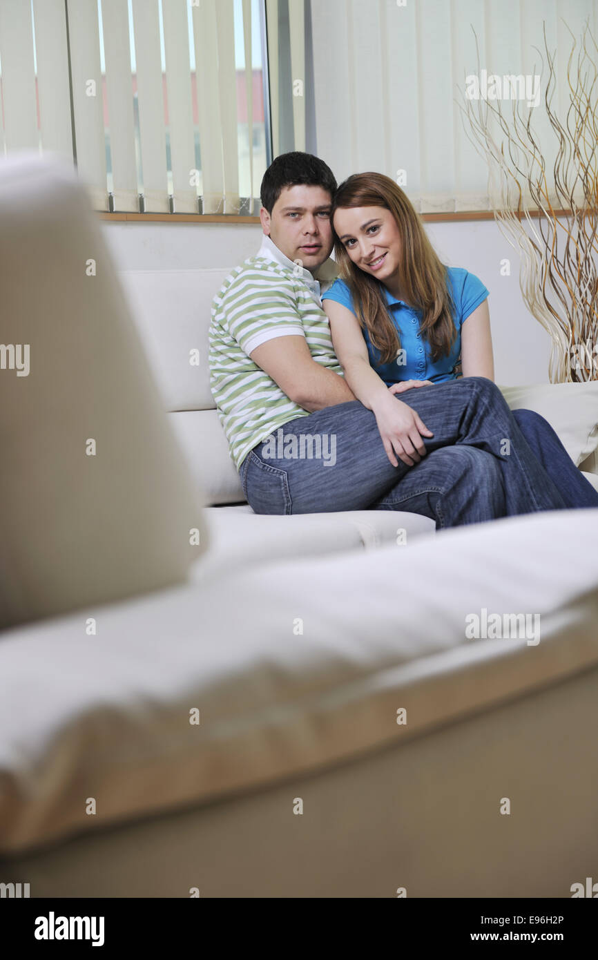 couple relaxing at home Stock Photo - Alamy