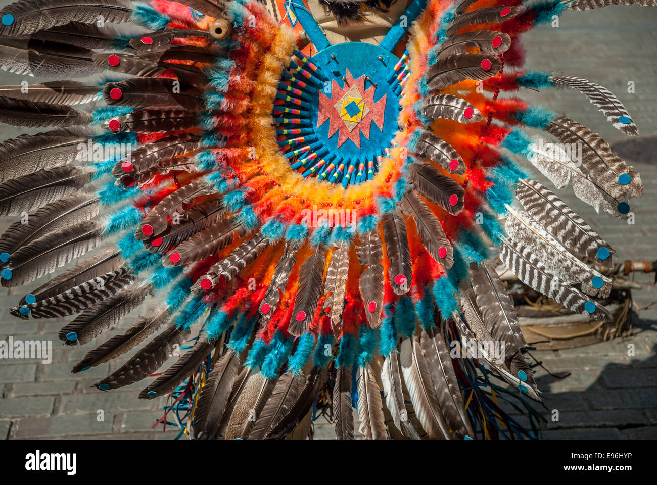 South American Indian musician costume detail Stock Photo