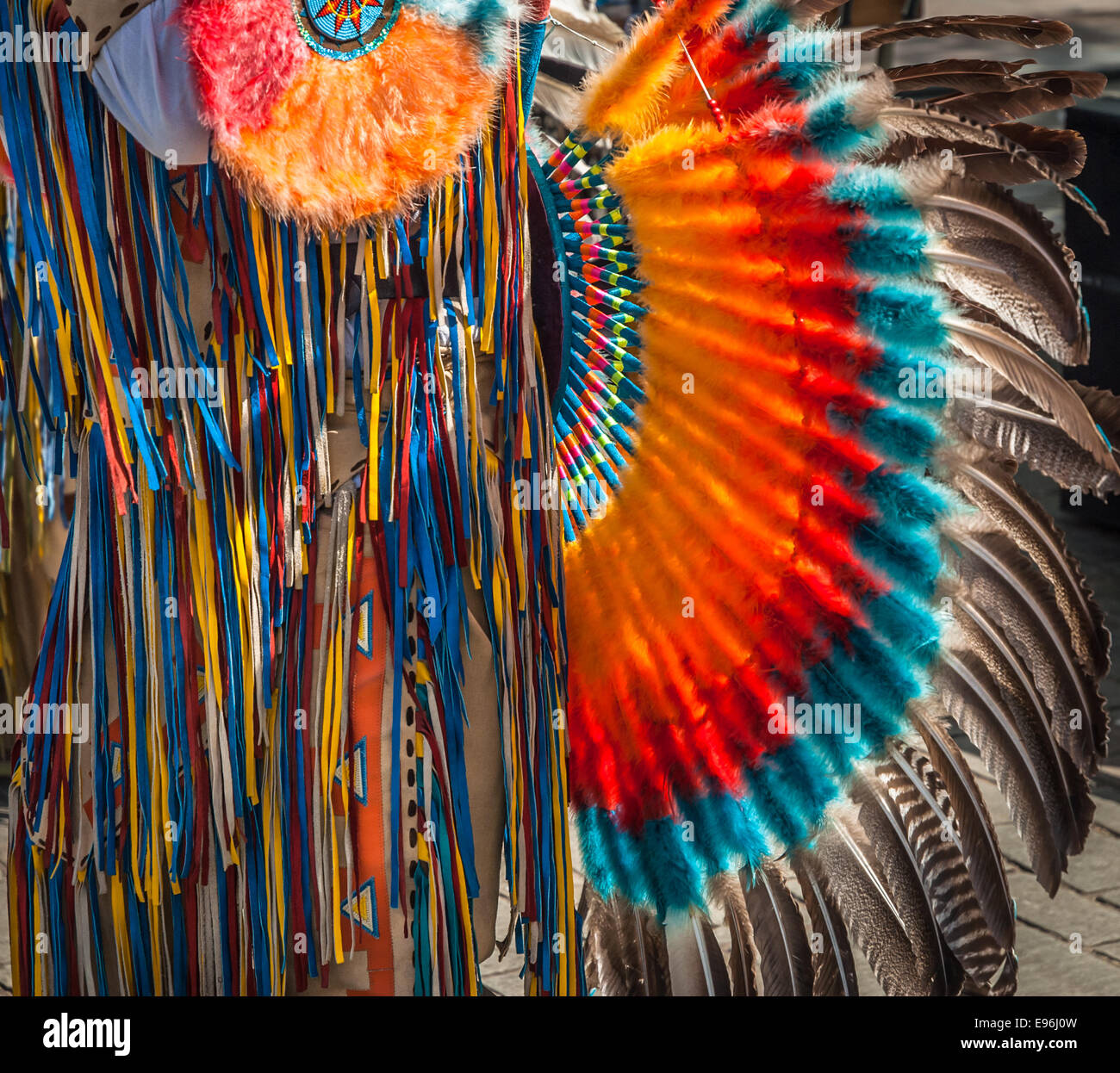 South American Indian musician costume detail Stock Photo