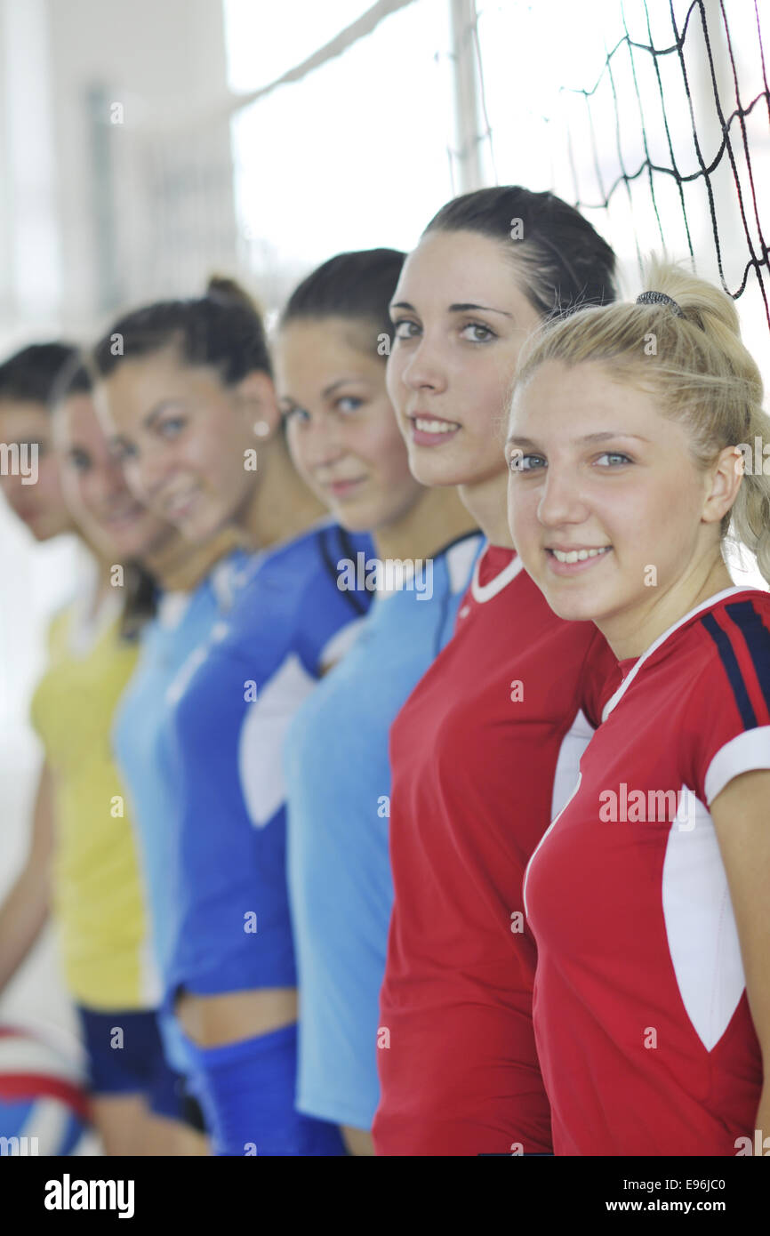 girls playing volleyball indoor game Stock Photo Alamy