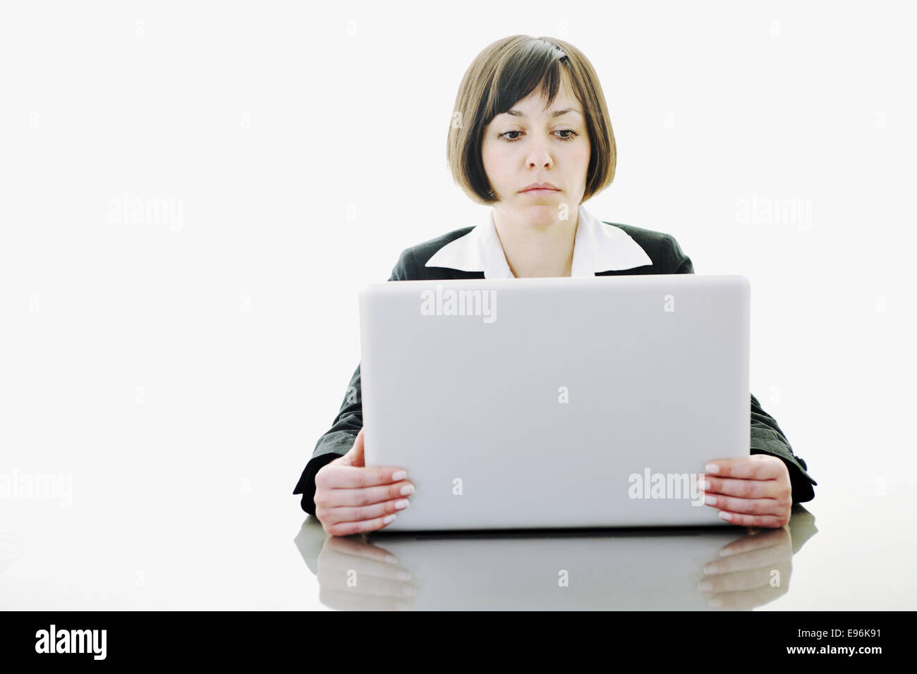 business woman working on laptop Stock Photo - Alamy