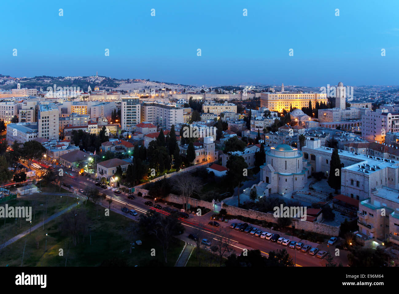 Jerusalem Old City and Mount of Olives at Night, Israel Stock Photo - Alamy