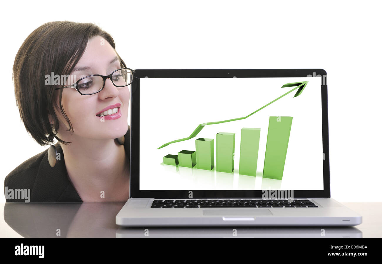 business woman working on laptop isolated on white Stock Photo - Alamy