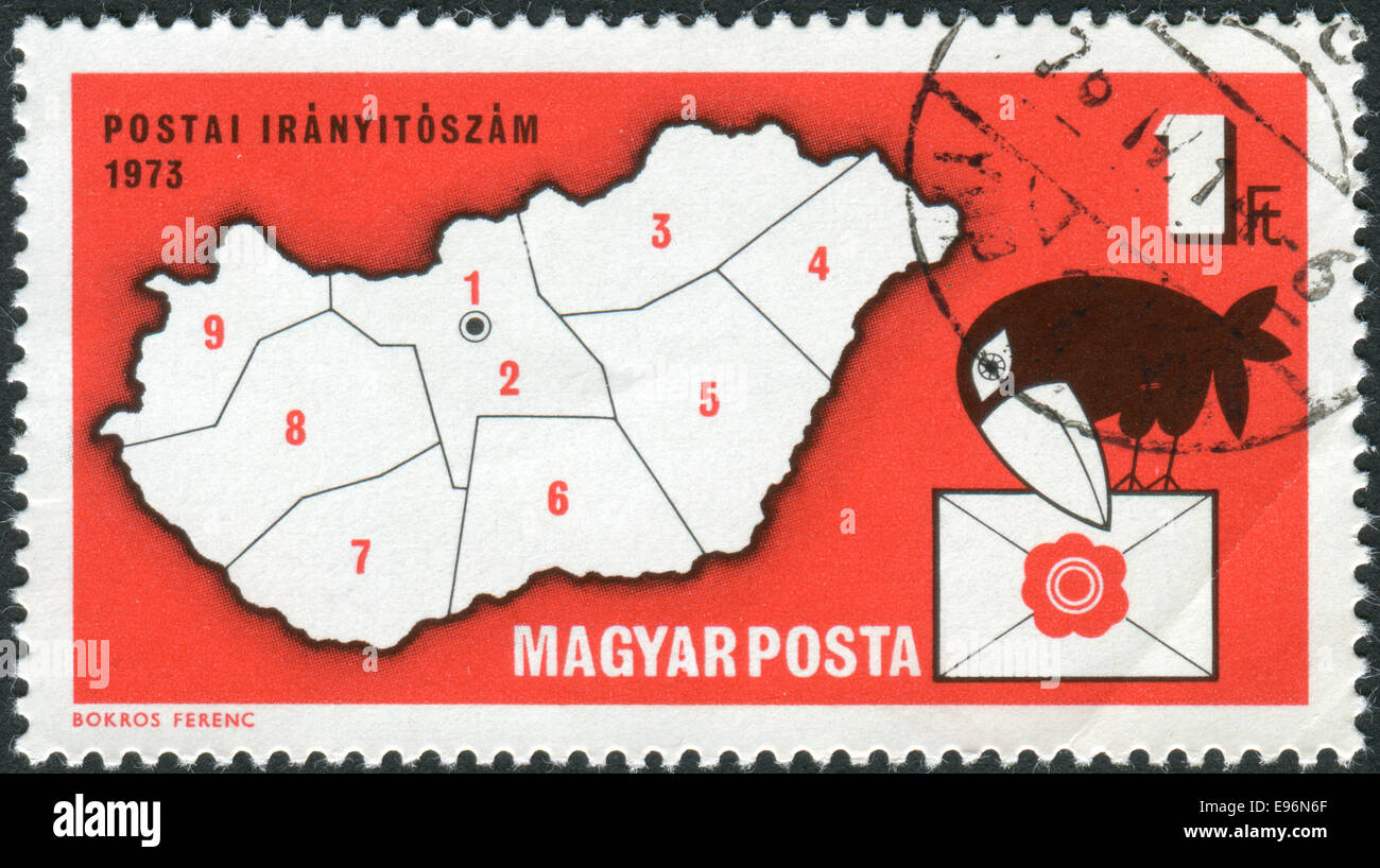 Stamp printed in Hungary dedicated Introduction to postal code system