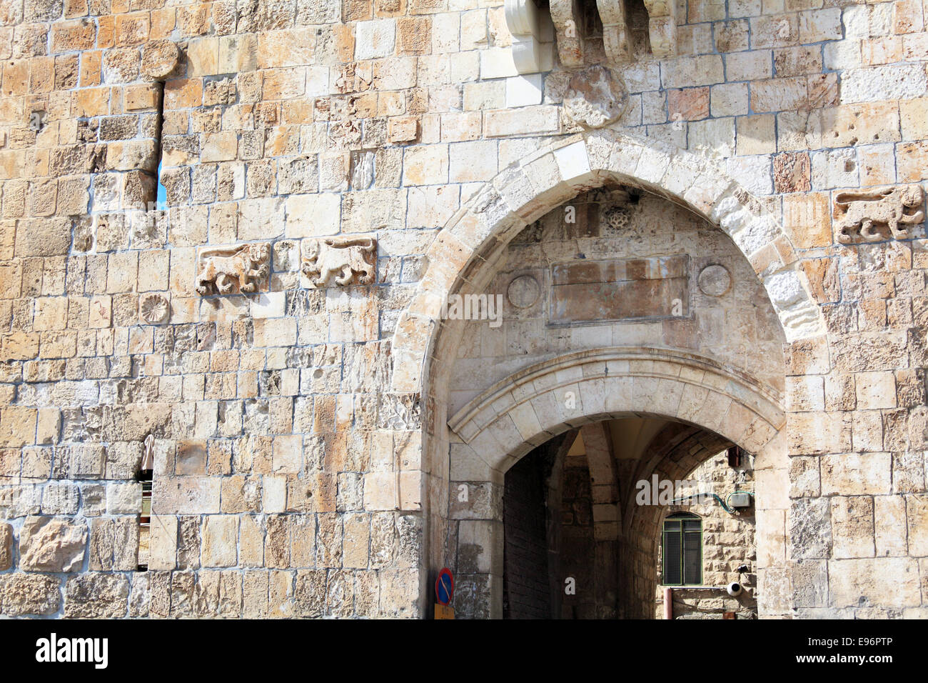 Lion Gate, Old City Wall, Jerusalem, Israel Stock Photo