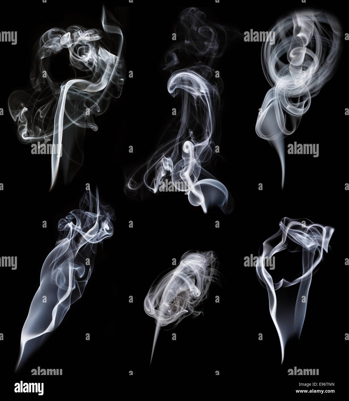 set of smokes on black background Stock Photo