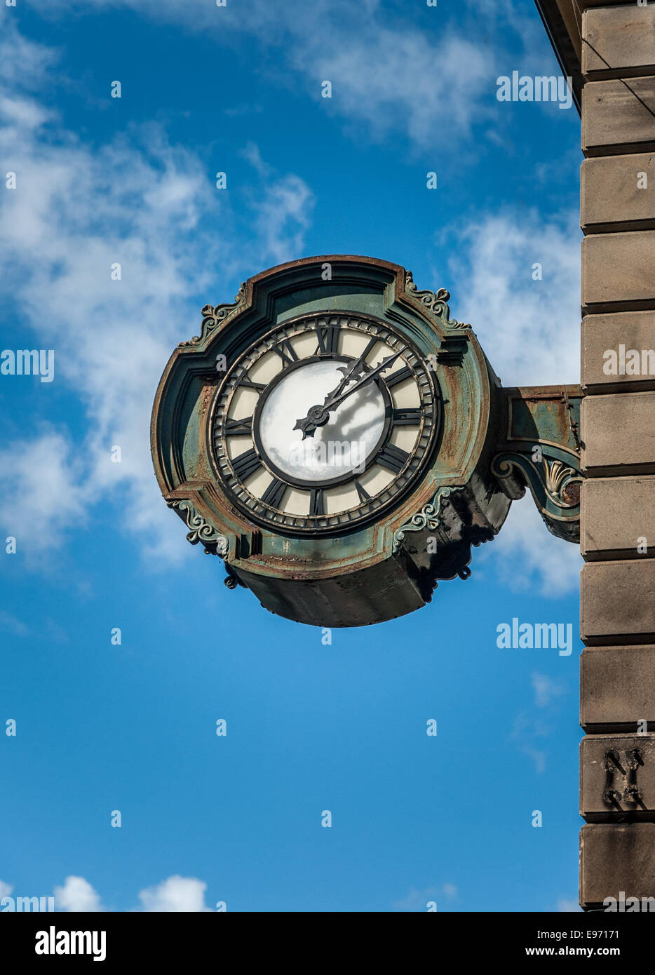 The old cast iron PUPs clock made in 1932 in the town of Keswick, England. Stock Photo