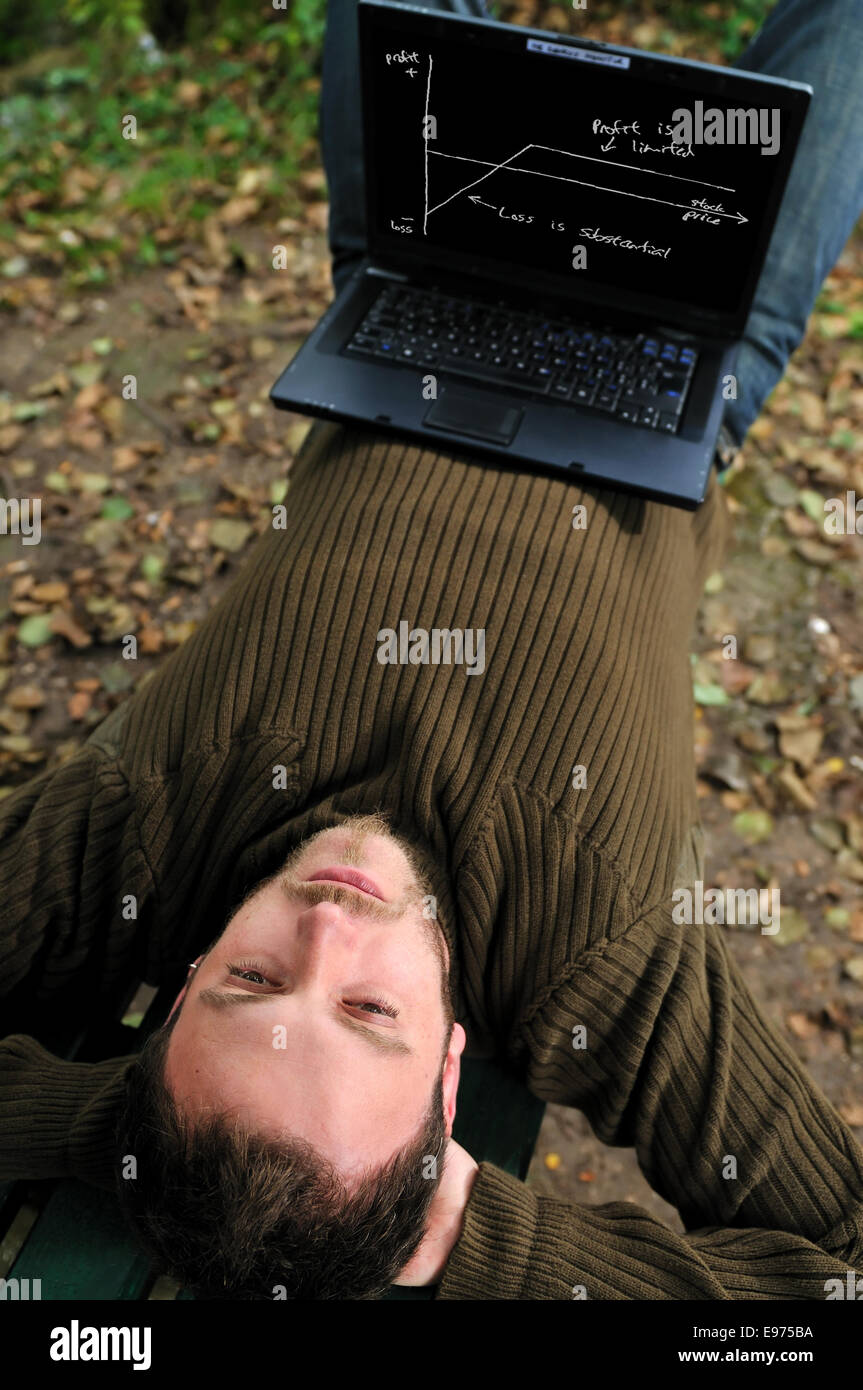 young businessman working on laptop outdoor Stock Photo - Alamy