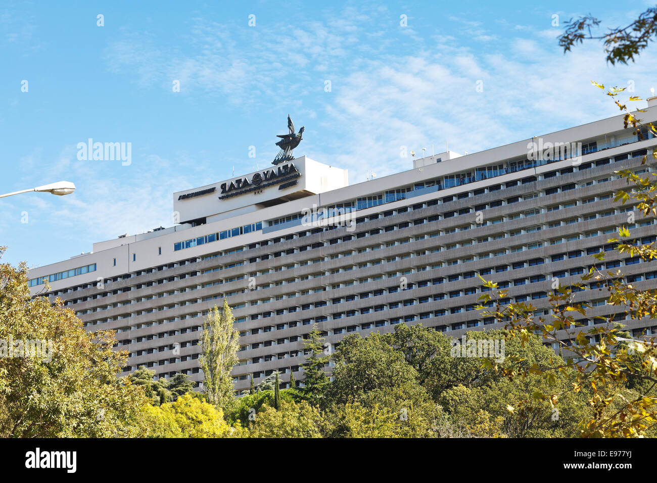 YALTA, RUSSIA - OCTOBER 3, 2014: facade of Yalta Hotel Complex in Crimea. Yalta-Intourist Hotel Complex was finally built in 197 Stock Photo