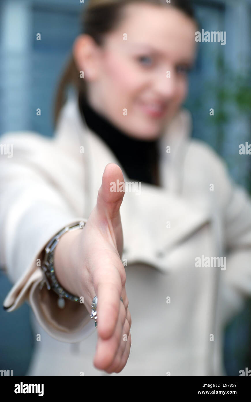 .Businesswoman Ready to Shake Hands Stock Photo Alamy