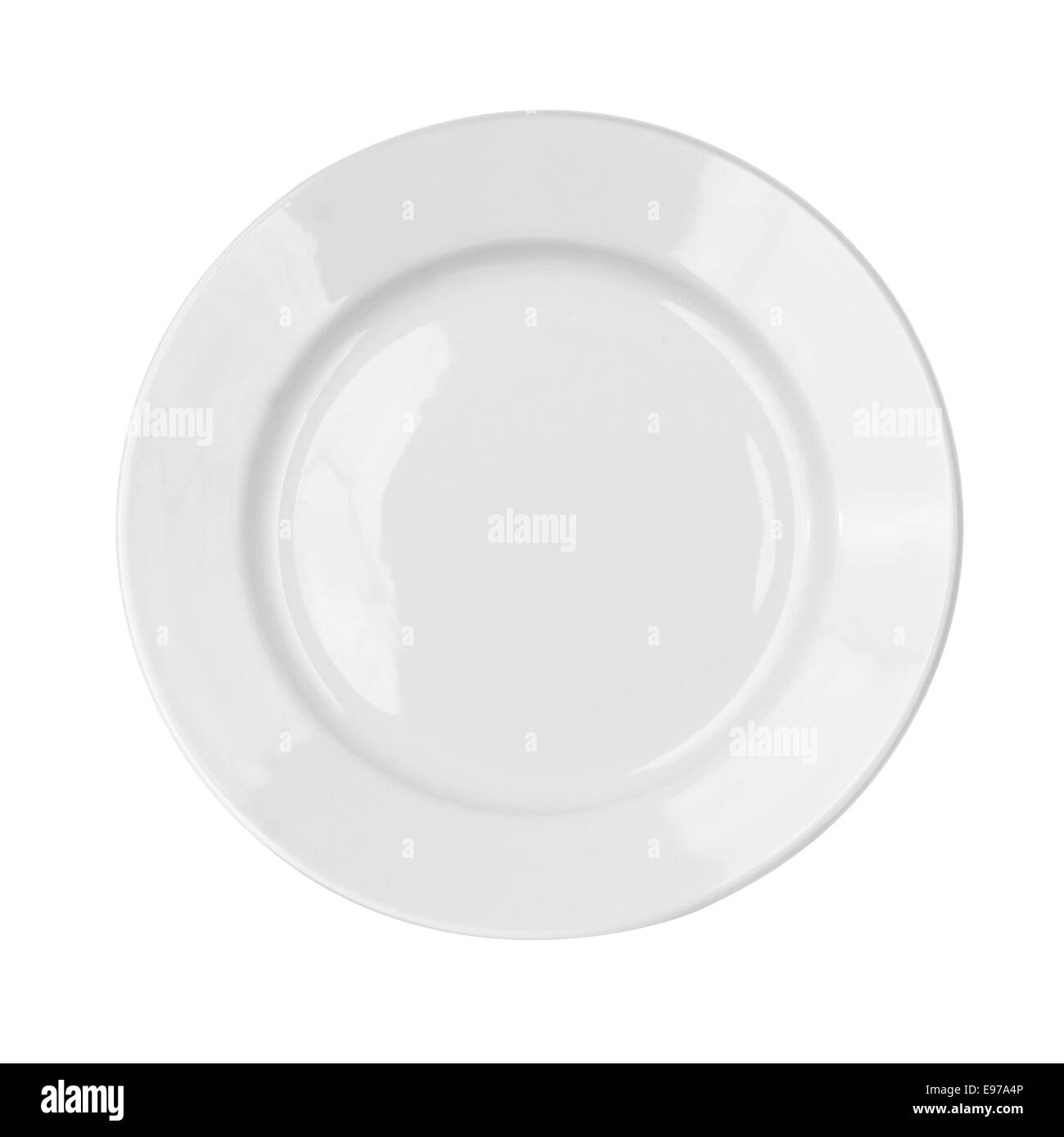Empty white dish plate isolated with clipping path included Stock Photo