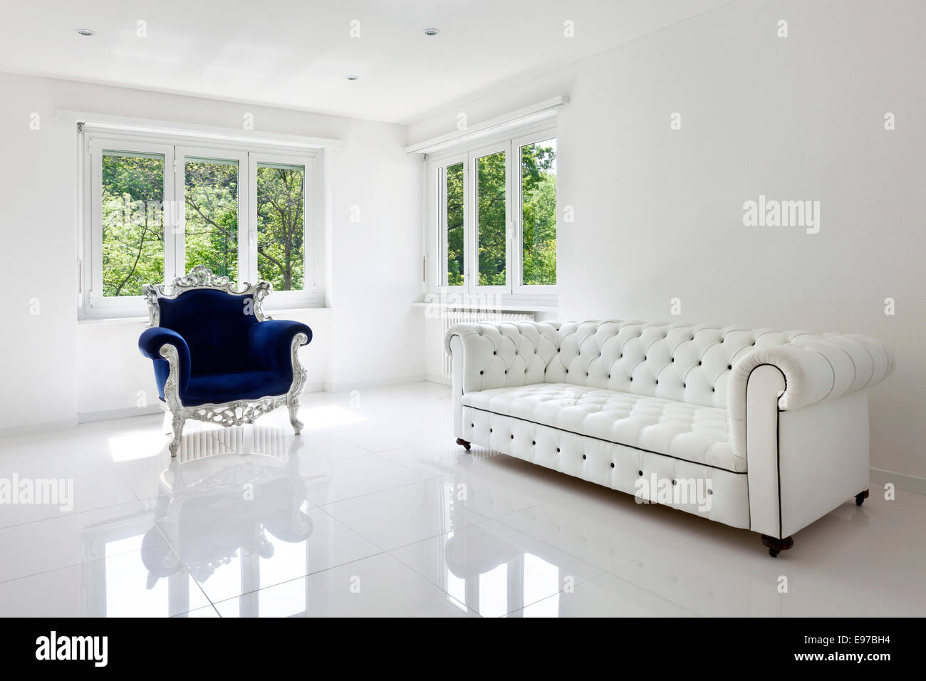 Leather Sofa Armchair Classical In White Room Stock Photo Alamy