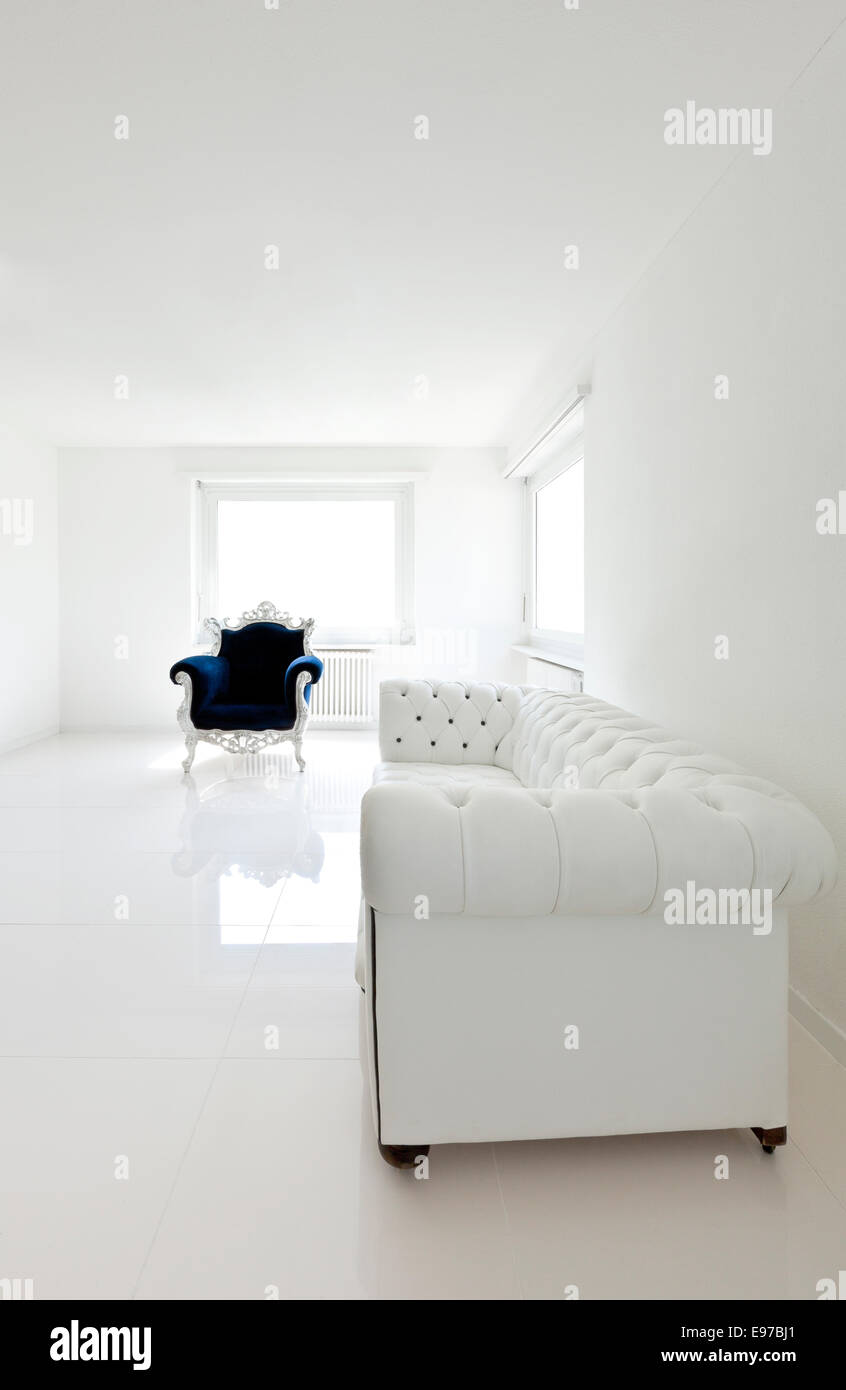 leather sofa, armchair classical, in white room Stock Photo - Alamy