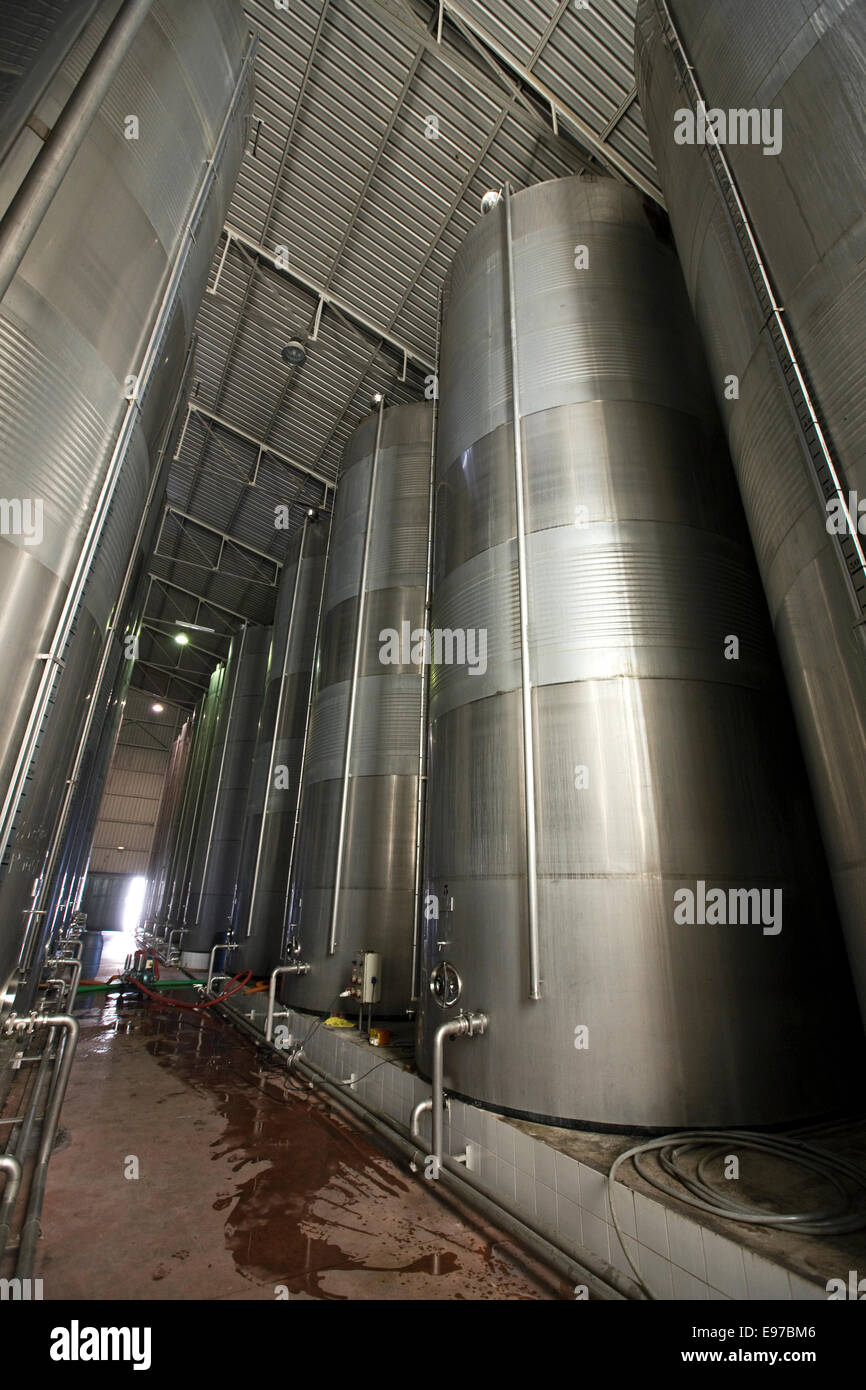 Sherry wine storage in new stainless steel barrels Stock Photo Alamy