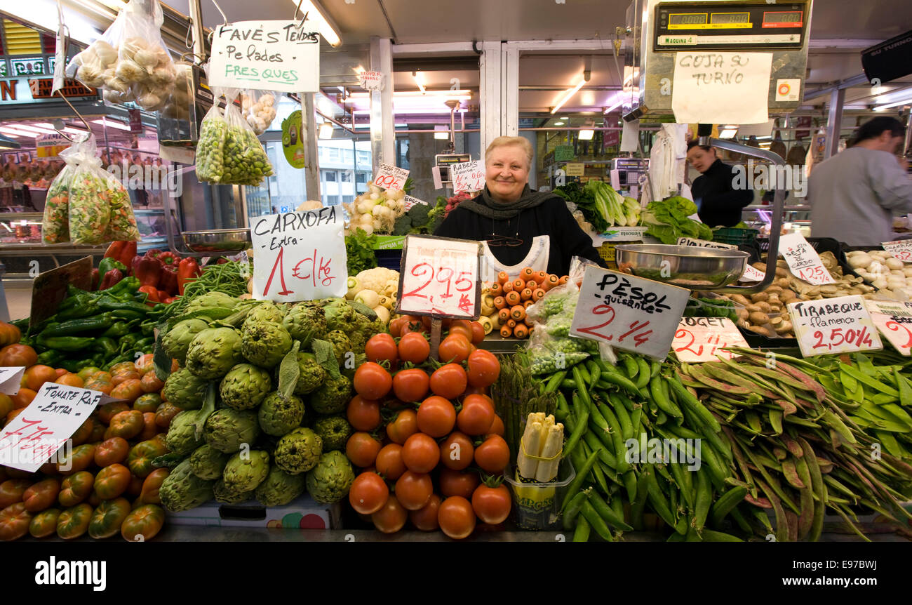 A greengrocery store at the famous Mercado Central, central food market