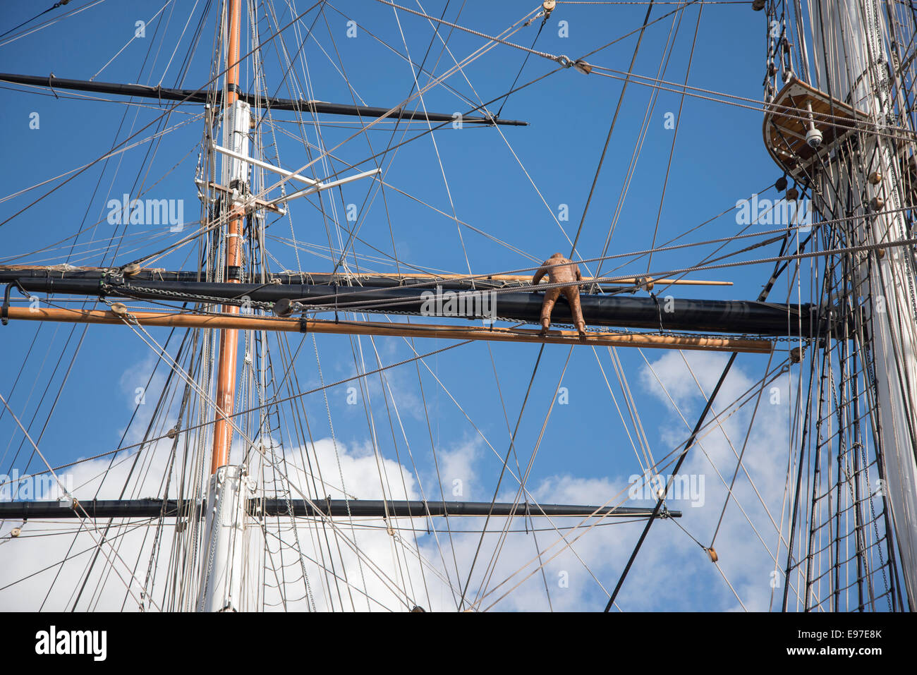 Masts and rigging of the British tea clipper The Cutty Sark at Greenwich, London, UK Stock Photo