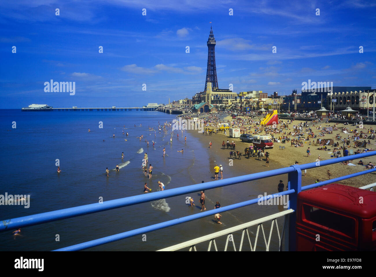 Blackpool seafront, North pier and Tower. Lancashire, England, UK Stock Photo