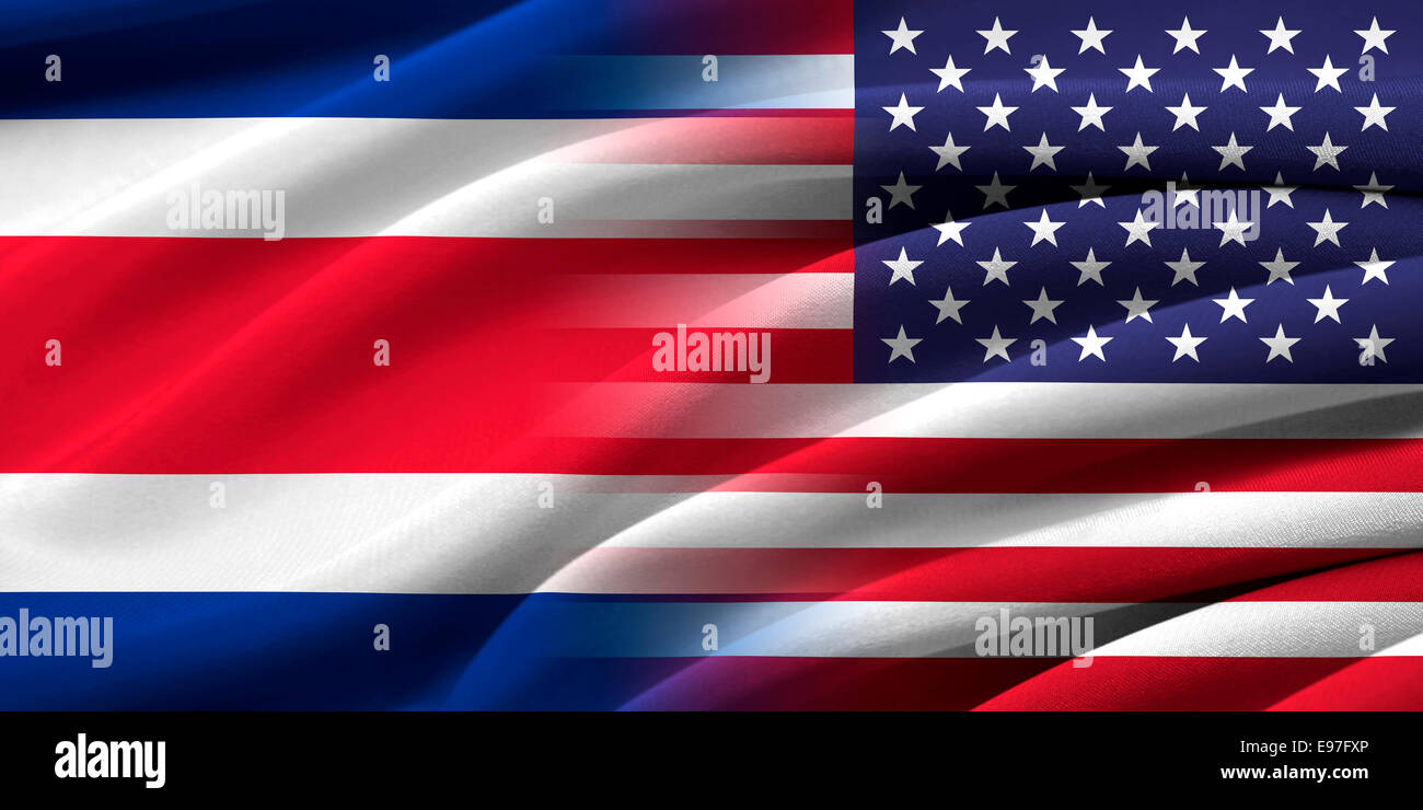 USA and Costa Rica. Relations between two countries. Conceptual image