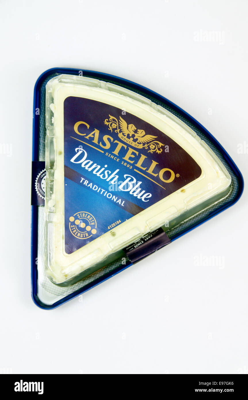Pack of Danish Blue cheese Stock Photo