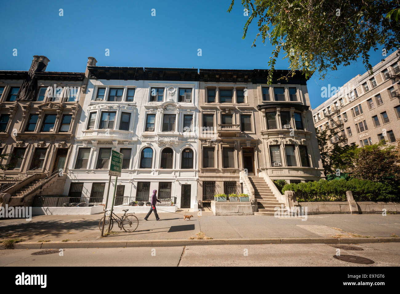 Attached row of townhouses on Convent Avenue in the Harlem neighborhood