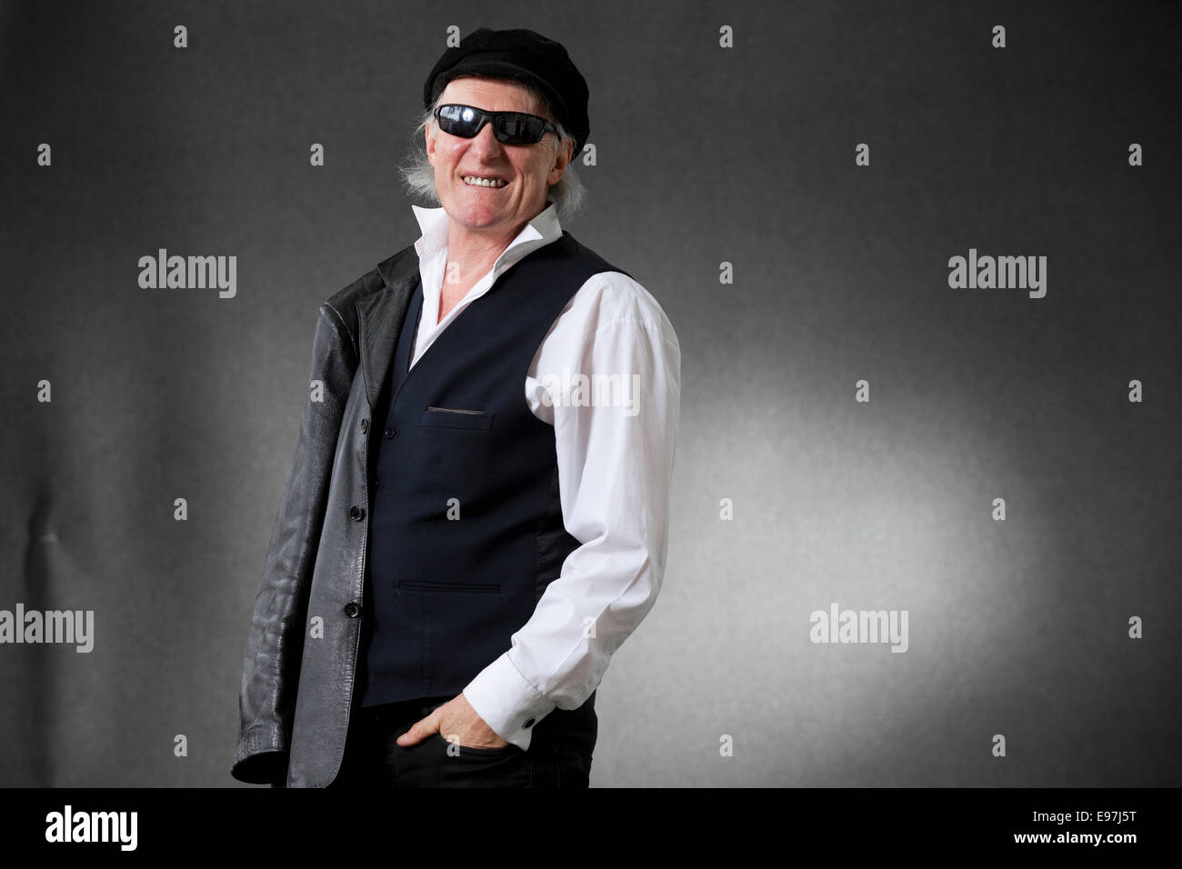 Martin Newell, singer, guitarist, songwriter, poet and author, at the Edinburgh International Book Festival. 2014 Stock Photo