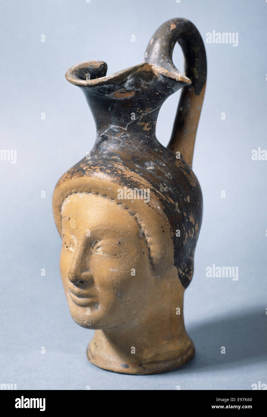 Greek art. Spain. Catalonia. Oenochoe, wine jug. Found in Empuries. 5th century BC. Archaeological Museum of Catalonia. Girona. Stock Photo