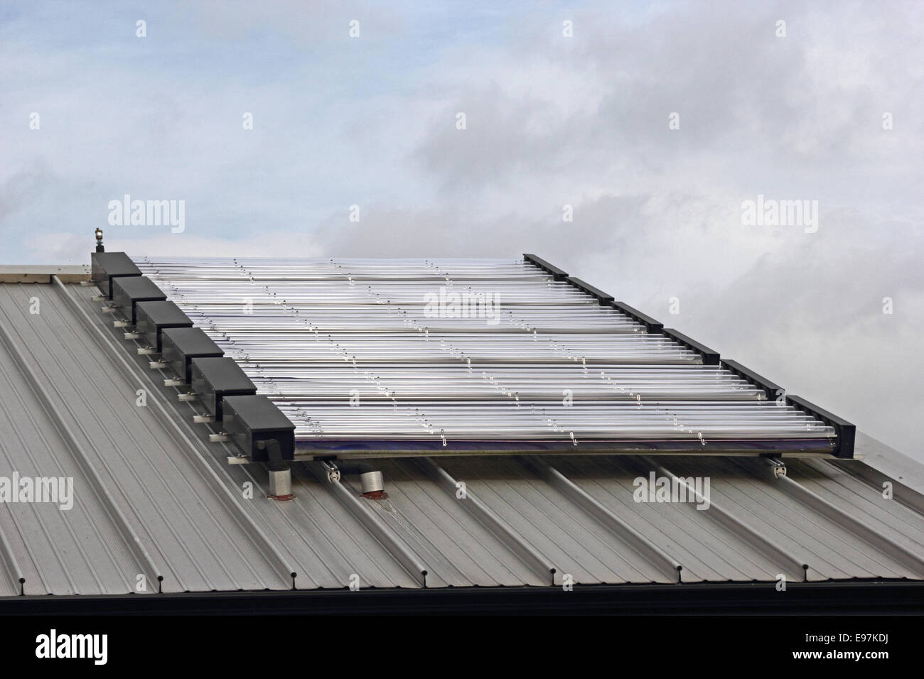 Solar panel for heating water on rooftop Stock Photo Alamy