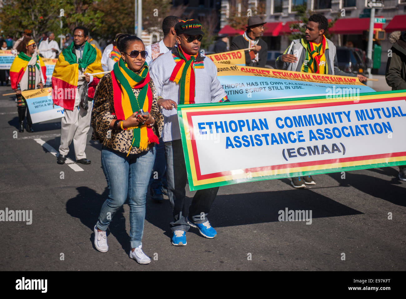 Ethiopian community marching in the African Day Parade in Harlem in New York Stock Photo Alamy