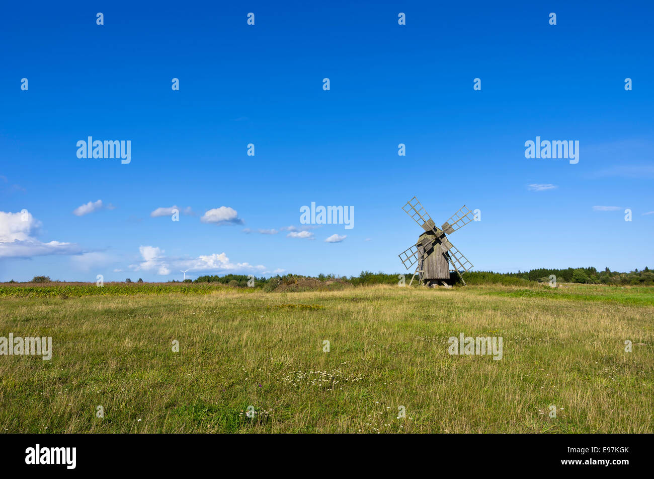 Historical windmill, Oland island, Sweden. Stock Photo