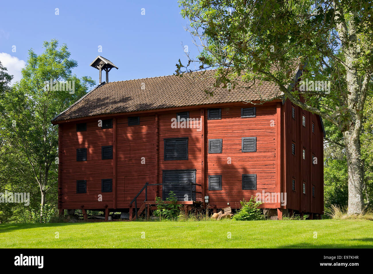 Old historical barn stable, Smaland, Sweden. Stock Photo
